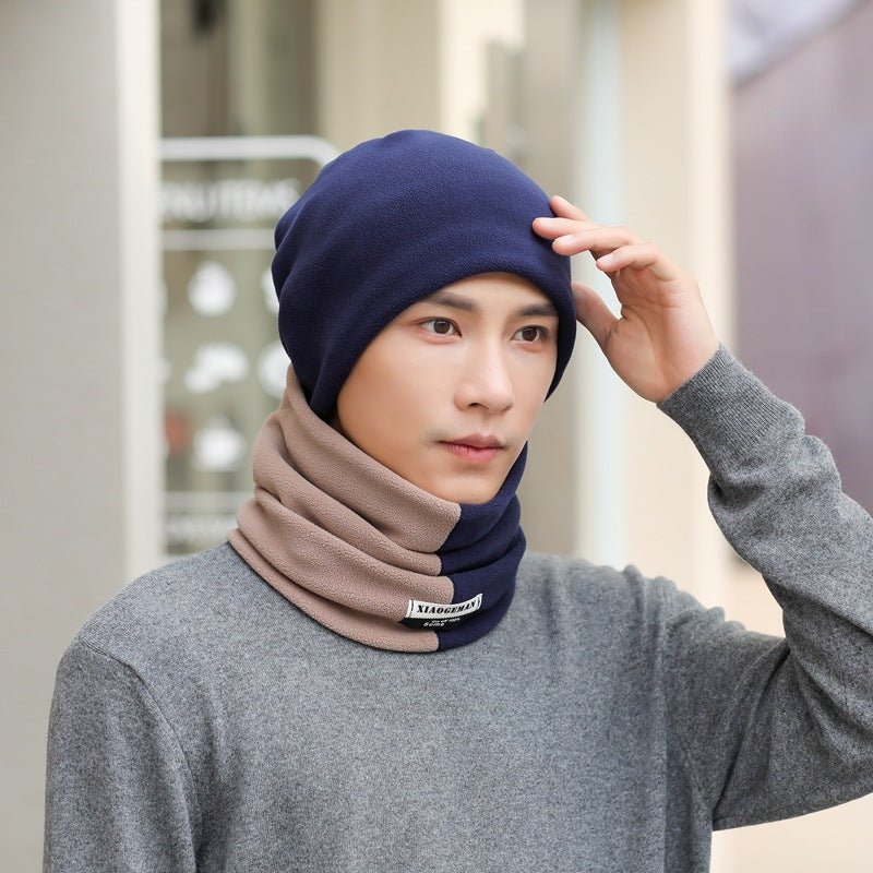 2pcs Men's Scarf Winter Simple Men And Women Winter Warm Hat Thickened Scarf Set Student Head Neck Cover eprolo