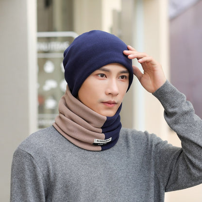 2pcs Men's Scarf Winter Simple Men And Women Winter Warm Hat Thickened Scarf Set Student Head Neck Cover eprolo
