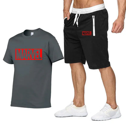 Cotton T Shirts+Shorts Men Sets Brand Clothing Two Pieces Tracksuit - Shello's Creative Boutique