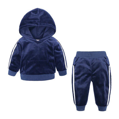 Children's Clothing Boys And Girls Suits Sports And Leisure Gold Velvet Two-Piece Children's Clothes - Shello's Creative Boutique