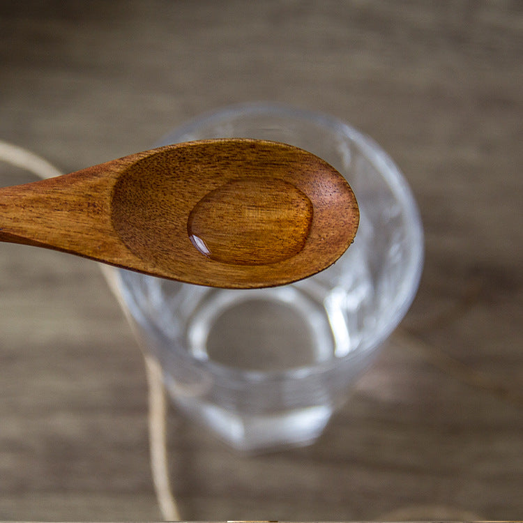 Japanese Nanmu Winding Spoon and Fork Set Wooden Coffee Stirring Spoon Wooden Spoon and Fork eprolo