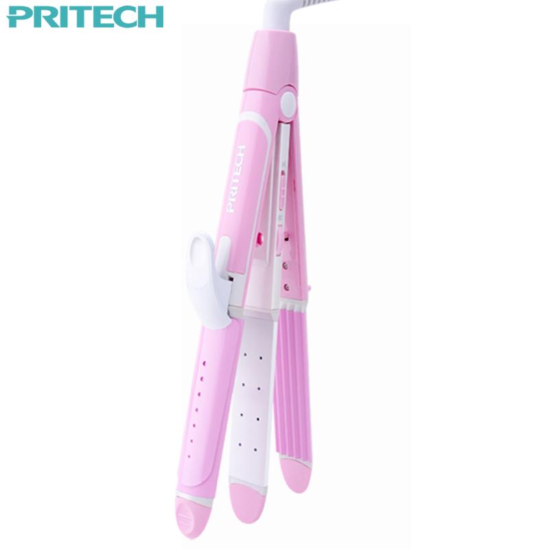 Pritech New Electric 3 In 1 Hair Straightener Curling Irons For Wet&Dry Professional Hair Curler Styling eprolo