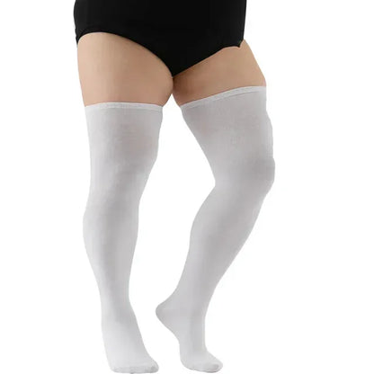 Plus Size Thigh High Socks - Striped Black Stockings (Up to 5XL) - Shello's Creative Boutique