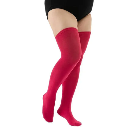 Plus Size Thigh High Socks - Striped Black Stockings (Up to 5XL) - Shello's Creative Boutique