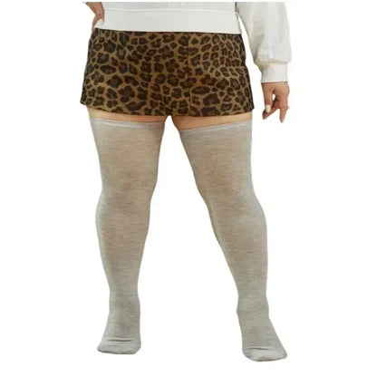 Plus Size Thigh High Socks - Striped Black Stockings (Up to 5XL) - Shello's Creative Boutique