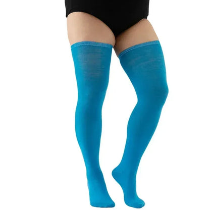 Plus Size Thigh High Socks - Striped Black Stockings (Up to 5XL) - Shello's Creative Boutique