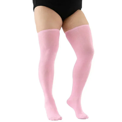 Plus Size Thigh High Socks - Striped Black Stockings (Up to 5XL) - Shello's Creative Boutique