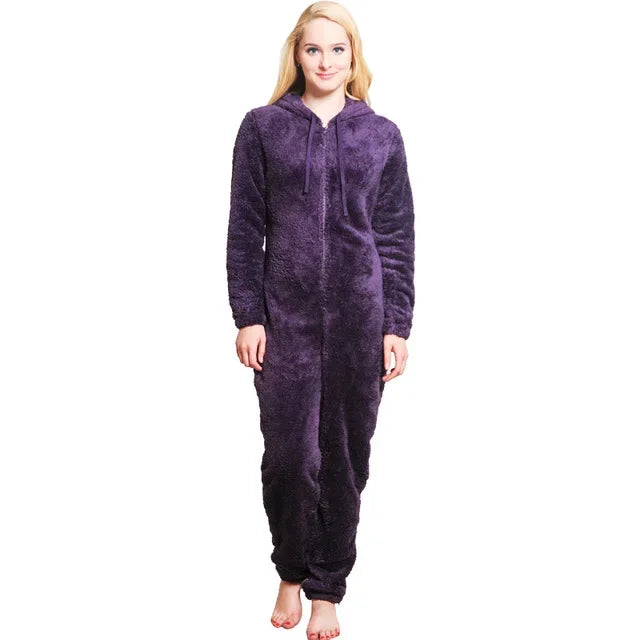 Winter Warm Pyjamas – Fluffy Fleece Onesie Jumpsuits for Women - Shello's Creative Boutique