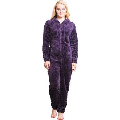 Winter Warm Pyjamas – Fluffy Fleece Onesie Jumpsuits for Women - Shello's Creative Boutique