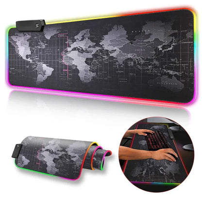 Gaming Mouse Pad Computer Large Pad Gamer RGB World Map Big Mouse Carpet PC Desk RGB Mat - Shello's Creative Boutique