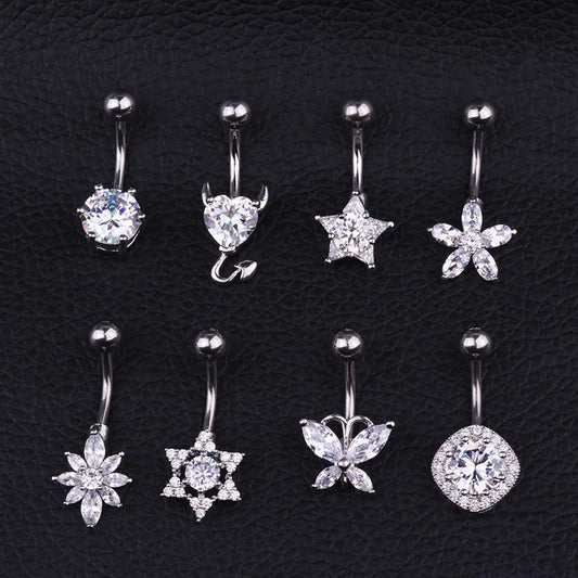 Sun Face Belly Button Bar Navel Ring Body Piercing Jewellery