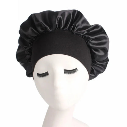 1pc Adjust Solid Satin Bonnet Hair Sleep Hat Silk Head Wrap Shower Cap - Shello's Creative Boutique