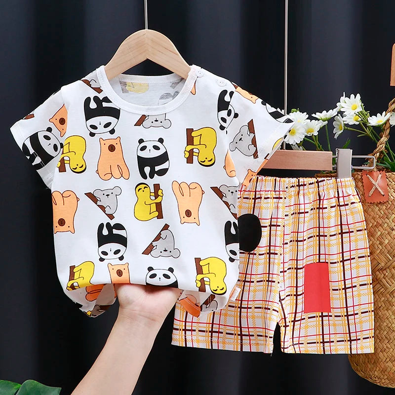 Mayzolla Unisex Baby Summer Set – Cotton Cartoon T-Shirt & Shorts 2-Piece Outfit for Toddlers Shello's Creative Boutique