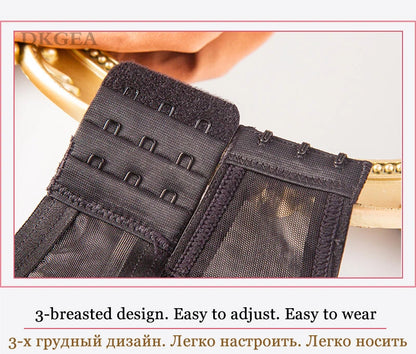 DKGEA Black Bandage Push-Up Bra & Brief Set – Sexy Deep V Floral Embroidered Lingerie for Women (B–D Cup, Sizes 70–95)