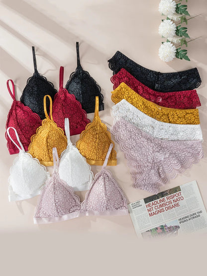 MIMICOO Floral Lace Bra & Brief Set – Seamless Romance