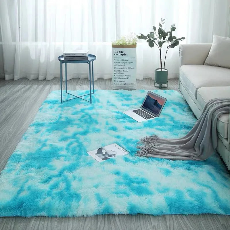Grey Carpet Tie Dyeing Plush Soft Carpets For Living Room Bedroom Anti-slip Floor Mats Bedroom Water Absorption Carpet Rugs Shello Creative Boutique