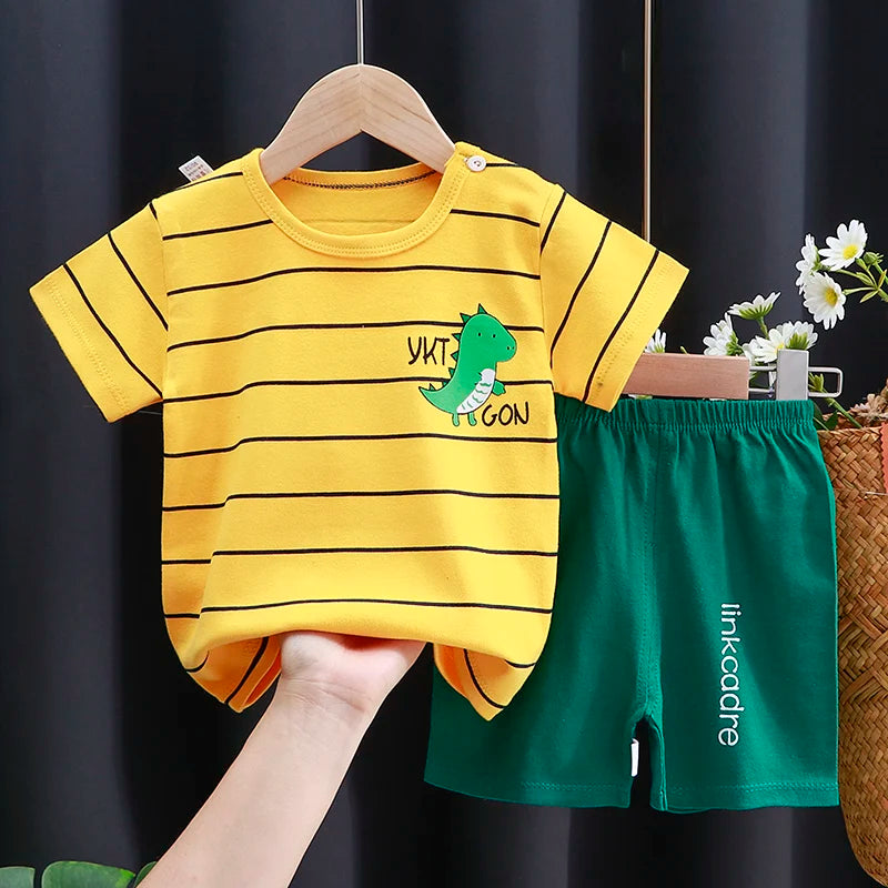 Mayzolla Unisex Baby Summer Set – Cotton Cartoon T-Shirt & Shorts 2-Piece Outfit for Toddlers Shello's Creative Boutique