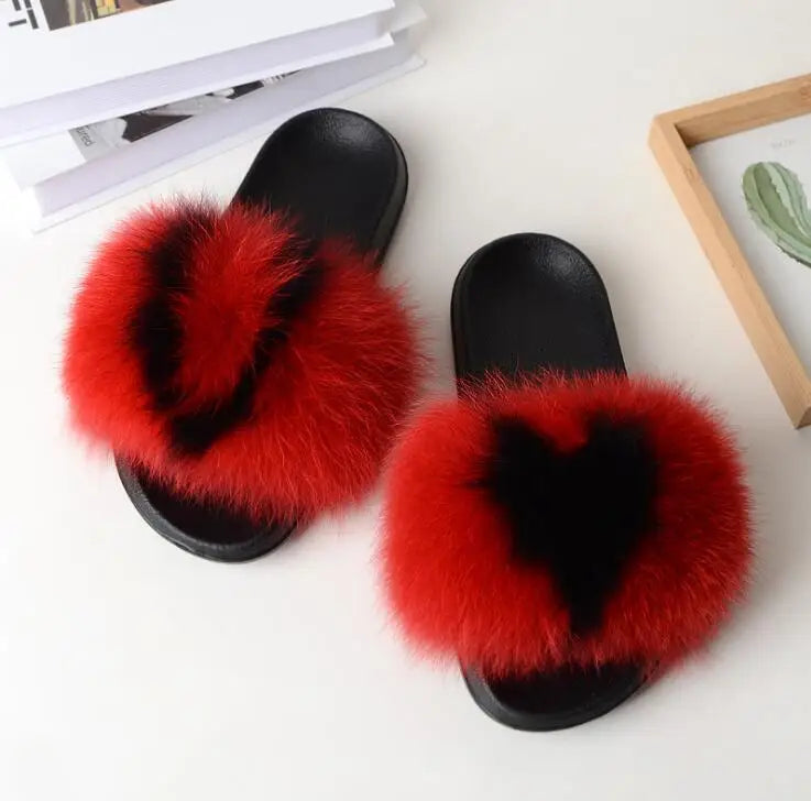Women's Luxury Fluffy Fur Slippers - Indoor Warm Plush Flip Flops