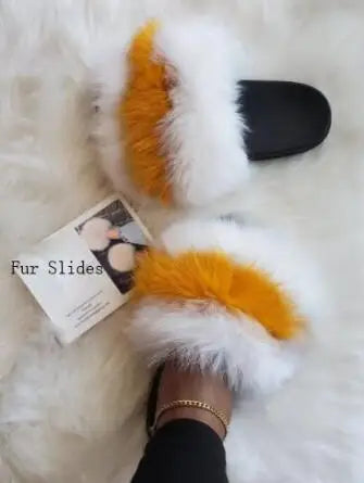 Women's Luxury Fluffy Fur Slippers - Indoor Warm Plush Flip Flops