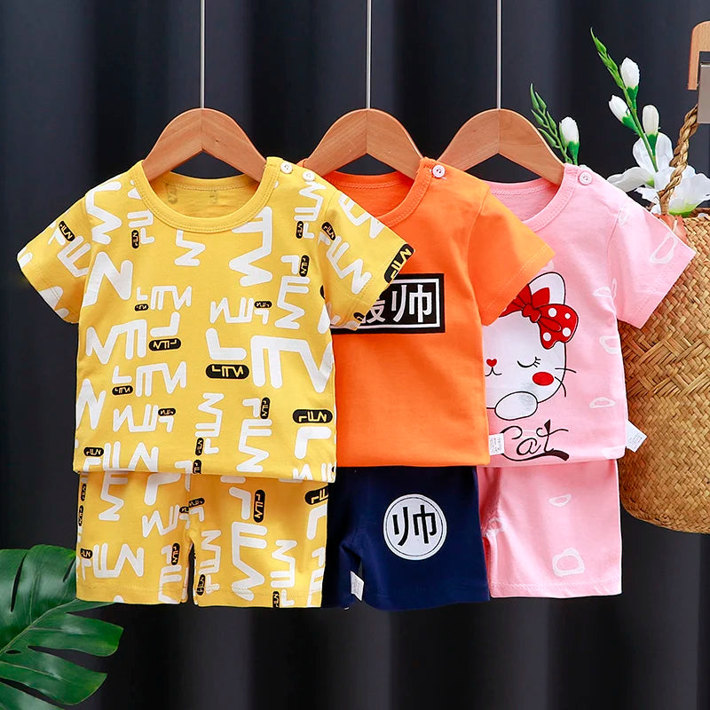 Mayzolla Unisex Baby Summer Set – Cotton Cartoon T-Shirt & Shorts 2-Piece Outfit for Toddlers Shello's Creative Boutique