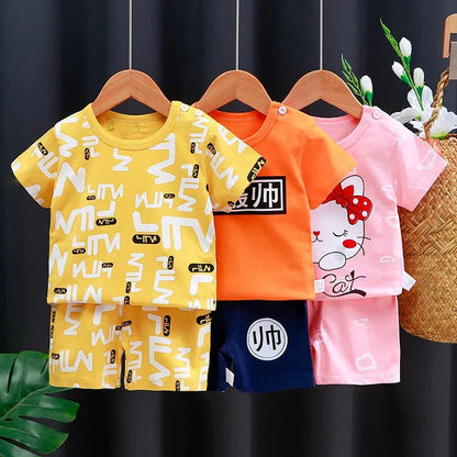 Mayzolla Unisex Baby Summer Set – Cotton Cartoon T-Shirt & Shorts 2-Piece Outfit for Toddlers - Shello's Creative Boutique