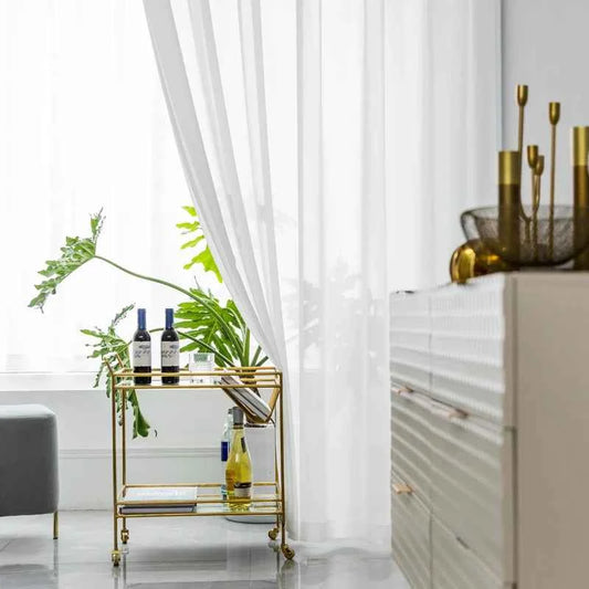 White Tulle Sheer Curtains - Modern Solid Voile Drapes for Living Room & Kitchen