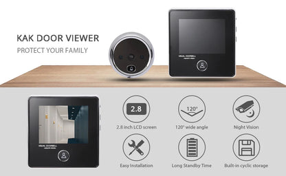 KAK 2.8 Inch LCD Smart Peephole Doorbell with IR Night Vision & Photo Recording