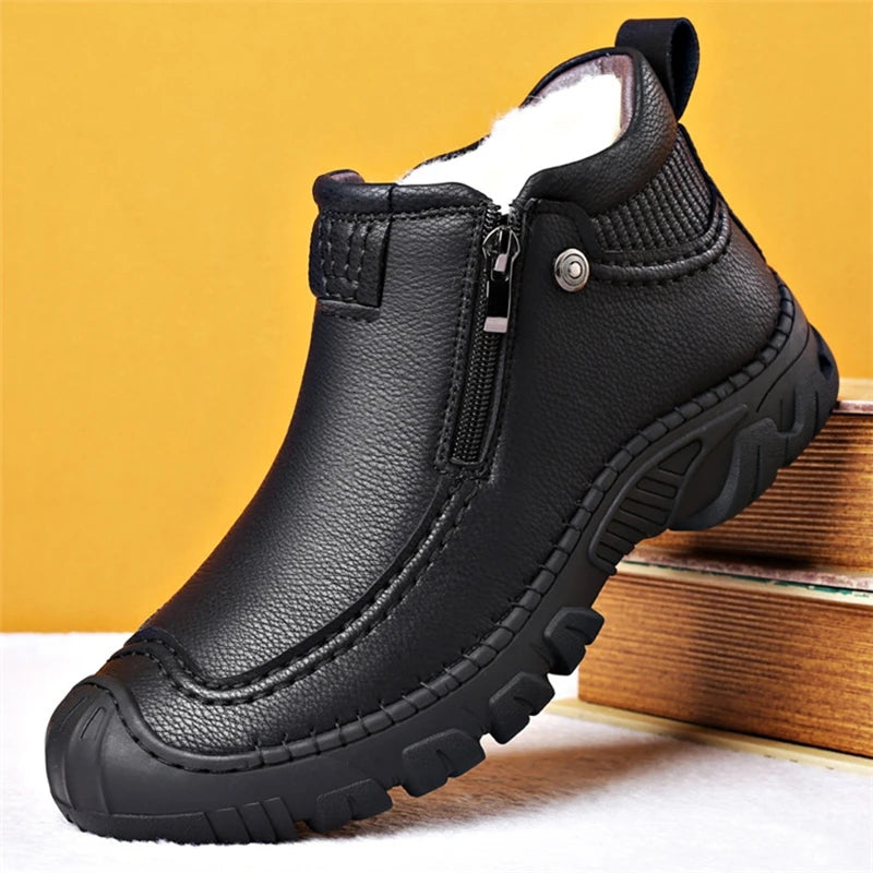 Men Winter Snow Boots Waterproof Leather Sneakers Super Warm Men's Boots Outdoor Male Hiking Boots Work Shoes chaussure homme
