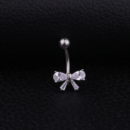 Bow Pendant Crystal Belly Button Ring
