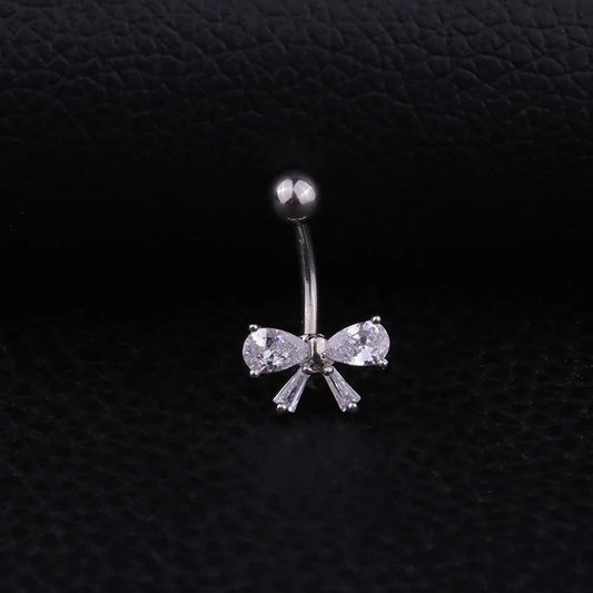 Bow Pendant Crystal Belly Button Ring