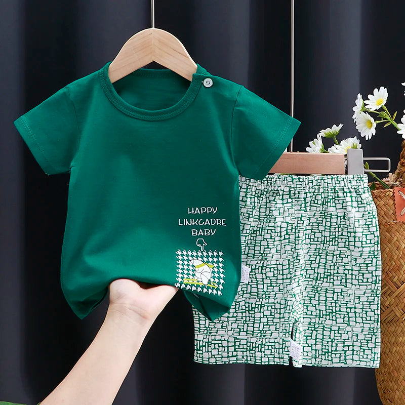 Mayzolla Unisex Baby Summer Set – Cotton Cartoon T-Shirt & Shorts 2-Piece Outfit for Toddlers Shello's Creative Boutique