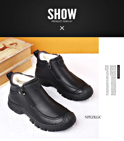 Men Winter Snow Boots Waterproof Leather Sneakers Super Warm Men's Boots Outdoor Male Hiking Boots Work Shoes chaussure homme