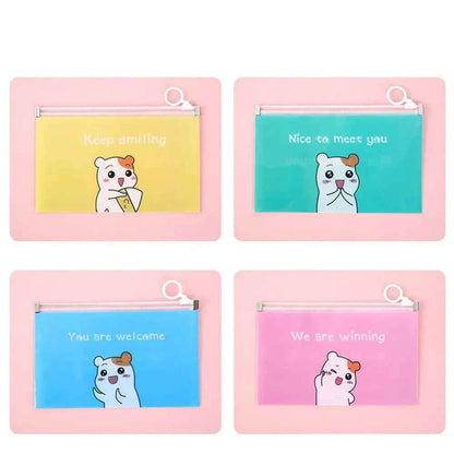 4Pcs Cartoon Mask Cover Bag Portable Facemask Holder Face Mask Storage Case Save Mask Zipper Bags Bills Files Bag Pencil Bags