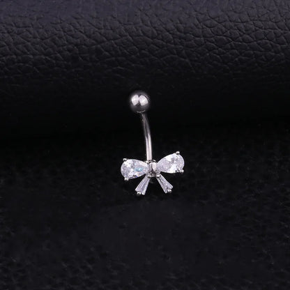 Bow Pendant Crystal Belly Button Ring