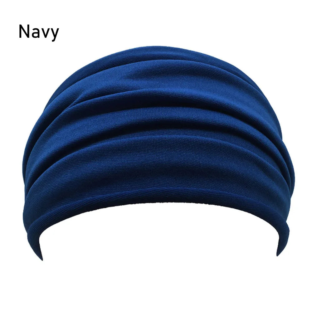 13 Colors Nonslip Elastic Folds Yoga Hairband Fashion Wide Sports Headband Running Accessories Summer Stretch Hair Band eprolo