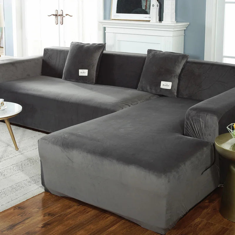 Plush Sofa Cover Velvet Elastic Leather Corner Sectional For Living Room Couch Covers Set Armchair Cover L Shape Seat Slipcovers eprolo