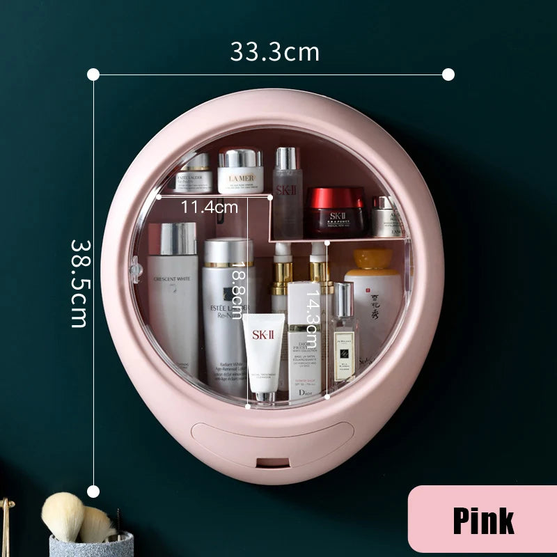 Bathroom Wall-mounted Makeup Organizer Punch-free Large Capacity Jewelry Cosmetic Storage Box Women Skin Care Beauty Rack Shello Creative Boutique