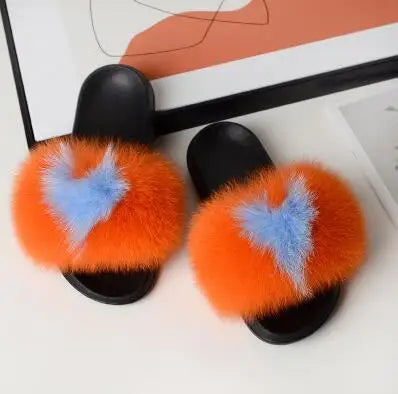 Women's Luxury Fluffy Fur Slippers - Indoor Warm Plush Flip Flops