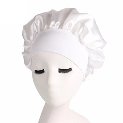 1pc Adjust Solid Satin Bonnet Hair Sleep Hat Silk Head Wrap Shower Cap - Shello's Creative Boutique