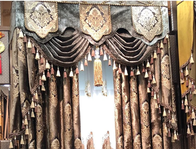European Palace Luxury Curtains - Velvet Drapes for High Windows