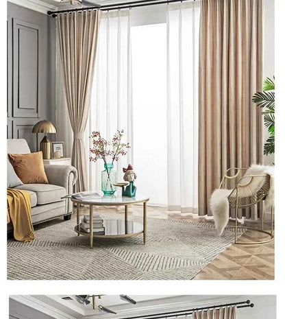 Modern Beige Velvet Blackout Curtains - Luxury Flannel Drapes - Shello's Creative Boutique