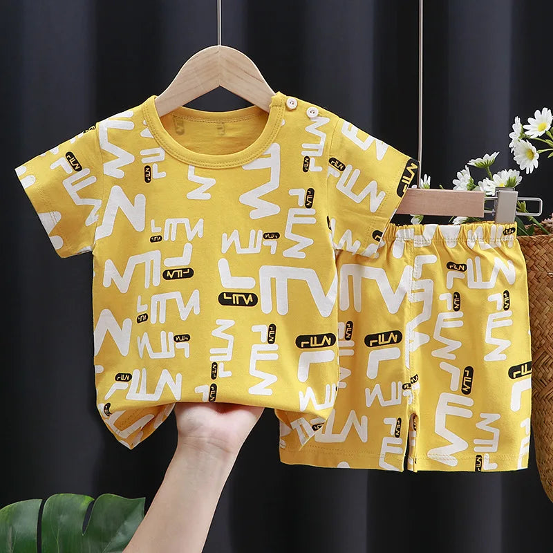 Mayzolla Unisex Baby Summer Set – Cotton Cartoon T-Shirt & Shorts 2-Piece Outfit for Toddlers Shello's Creative Boutique