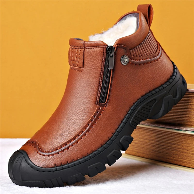 Men Winter Snow Boots Waterproof Leather Sneakers Super Warm Men's Boots Outdoor Male Hiking Boots Work Shoes chaussure homme