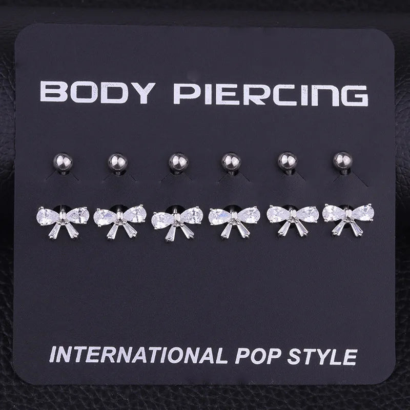 Bow Pendant Crystal Belly Button Ring