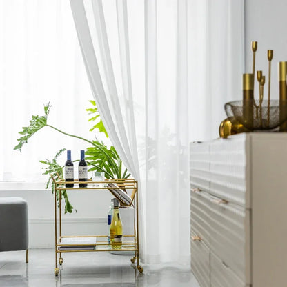 White Tulle Sheer Curtains - Modern Chiffon Voile Drapes for Living Room & Kitchen - Shello's Creative Boutique