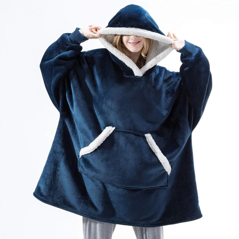Winter Warm Fleece Wearable Hooded Blanket Fluffy TV Blanket Hoodie eprolo