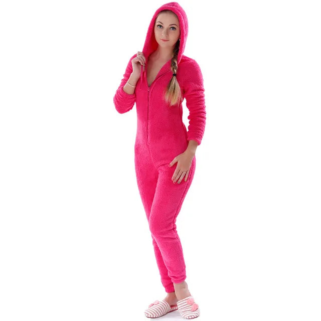 Winter Warm Pyjamas Women Onesies Fluffy Fleece Jumpsuits Sleepwear Overall Large Size Hood Sets Pajamas Onesie For Women eprolo