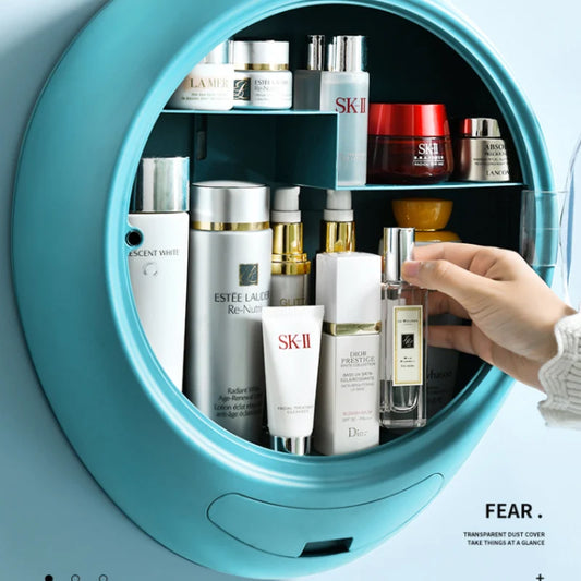 Bathroom Wall-mounted Makeup Organizer Punch-free Large Capacity Jewelry Cosmetic Storage Box Women Skin Care Beauty Rack Shello Creative Boutique