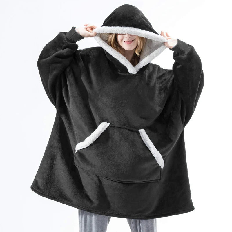 Winter Warm Fleece Wearable Hooded Blanket Fluffy TV Blanket Hoodie eprolo