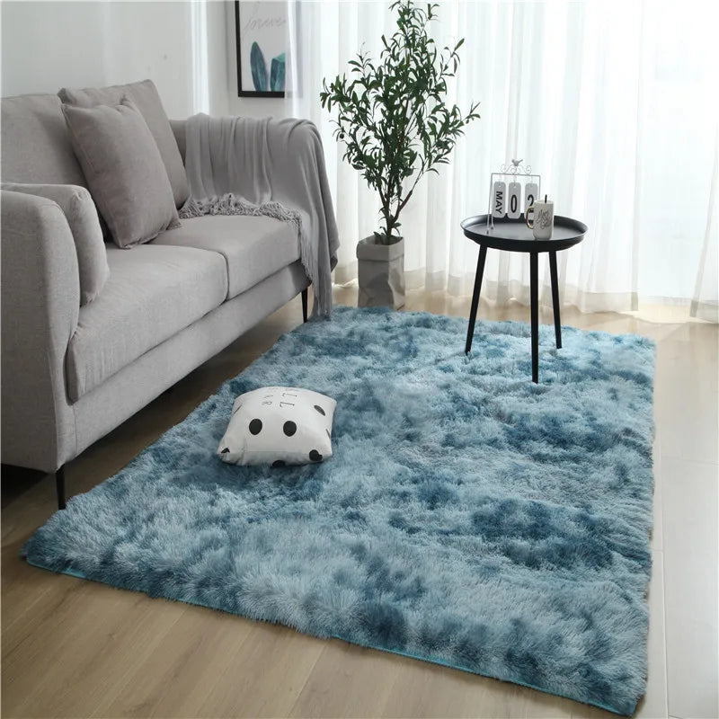 Grey Carpet Tie Dyeing Plush Soft Carpets For Living Room Bedroom Anti-slip Floor Mats Bedroom Water Absorption Carpet Rugs Shello Creative Boutique